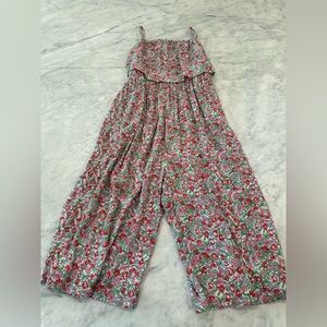 Girls Mini Boden Floral Jumpsuit, Size 7-8